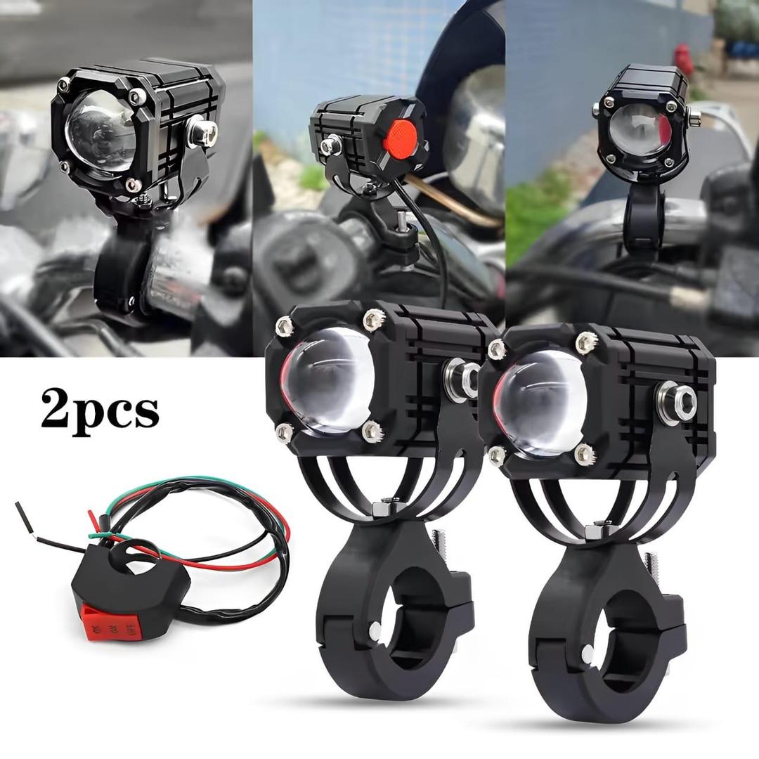 Motorcycle LED Auxiliary Headlight – High/Low Beam, Super Bright Fog & Driving Light