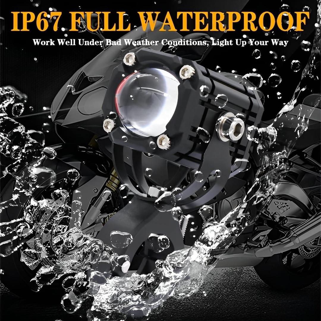 Motorcycle LED Auxiliary Headlight – High/Low Beam, Super Bright Fog & Driving Light