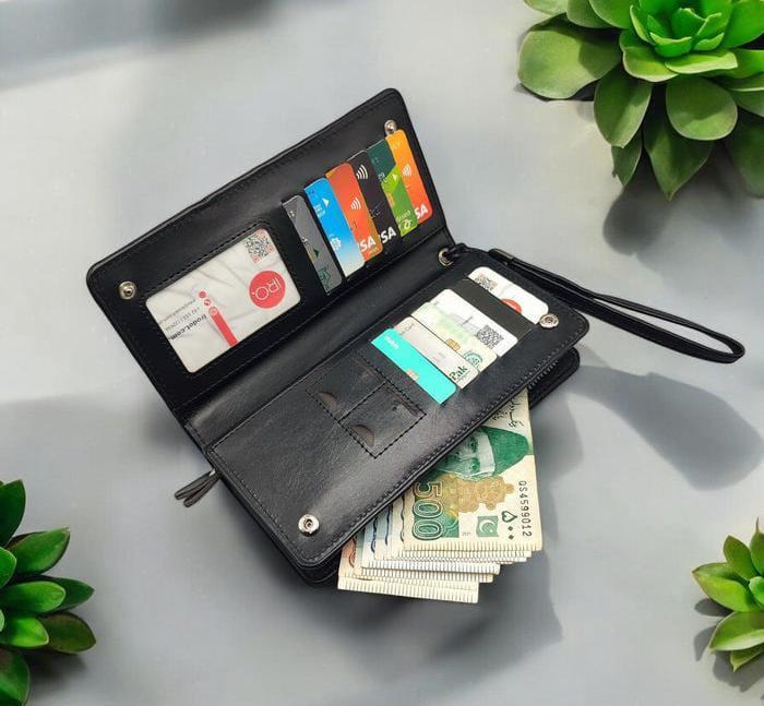 Unisex Leather Long Wallet - 1 Pc Multicolor Stylish Accessory