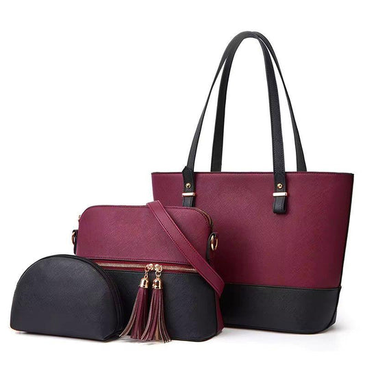 Women's Rexine Plain Shoulder Bag – 3 Pcs