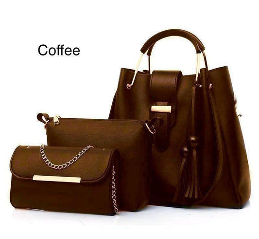 Women's Rexine Plain Hand Bag Set