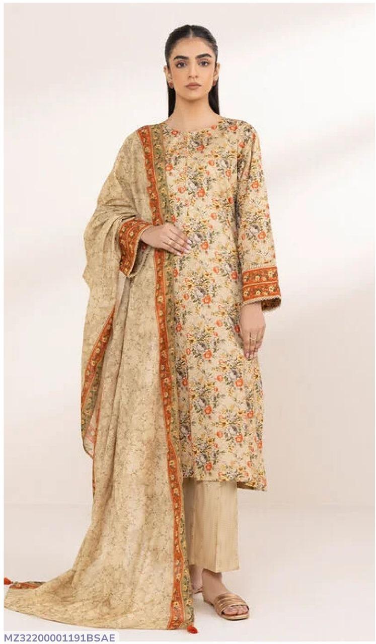 3 Pcs Women's Unstitched Printed Suit