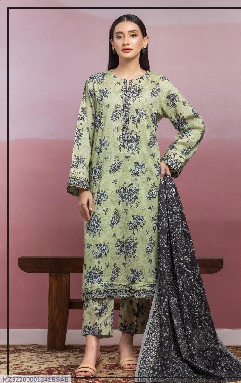 3 Pcs Women's Unstitched Printed Suit
