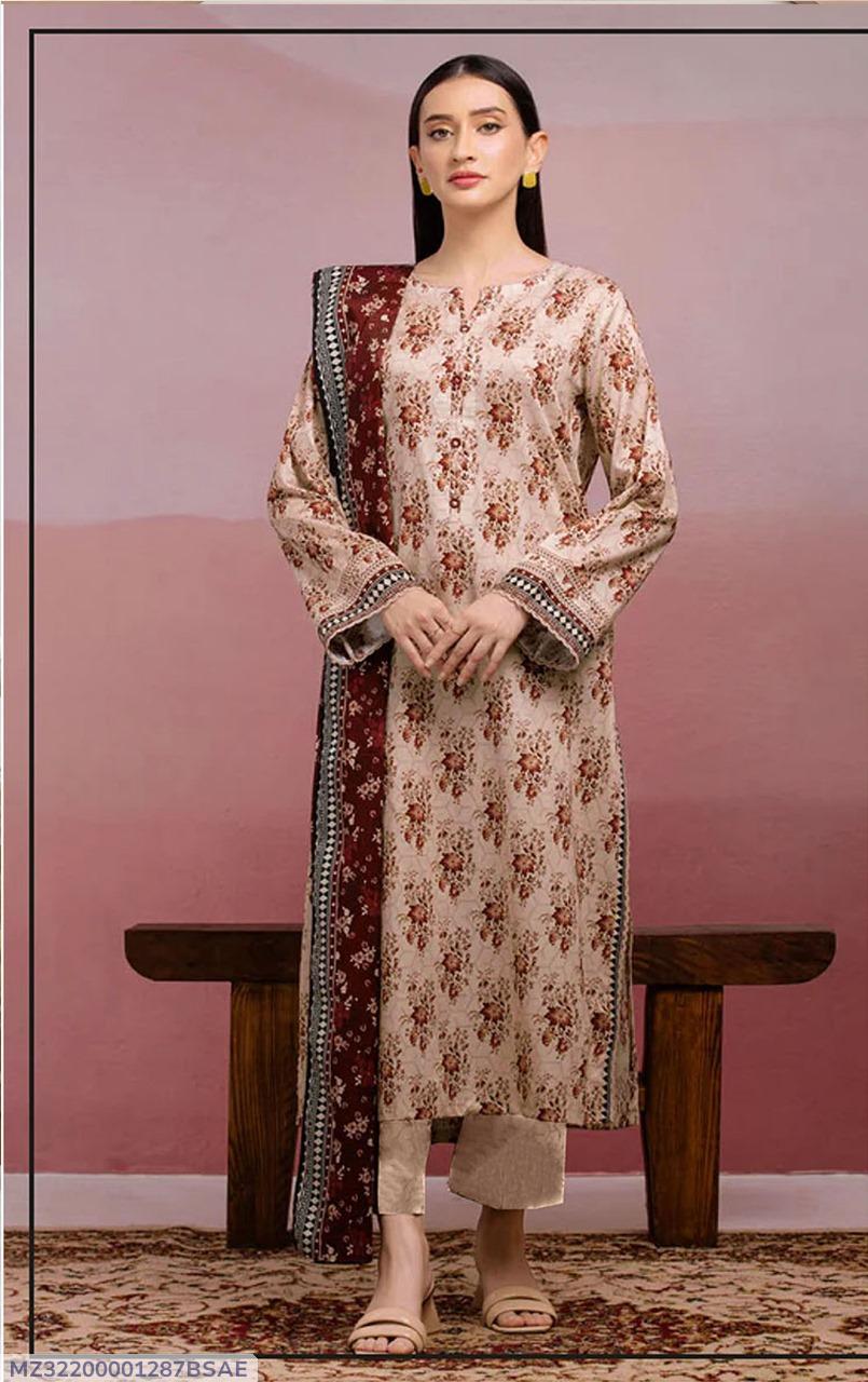 3 Pcs Women's Unstitched Printed Suit