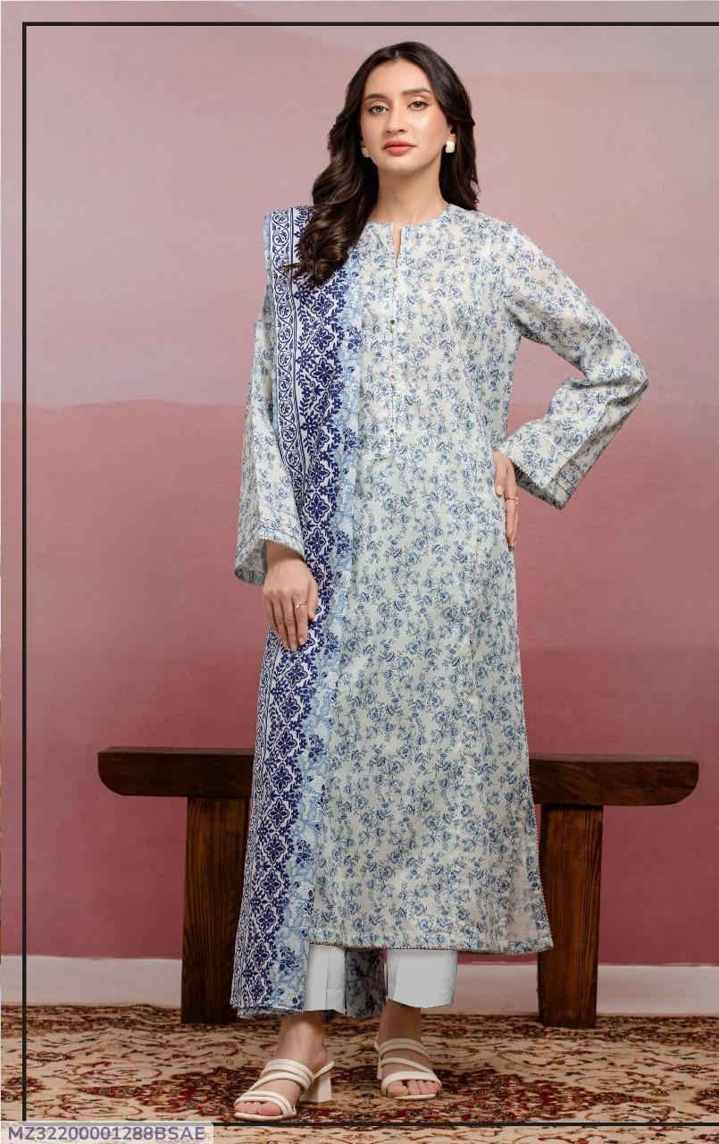 3 Pcs Women's Unstitched Printed Suit