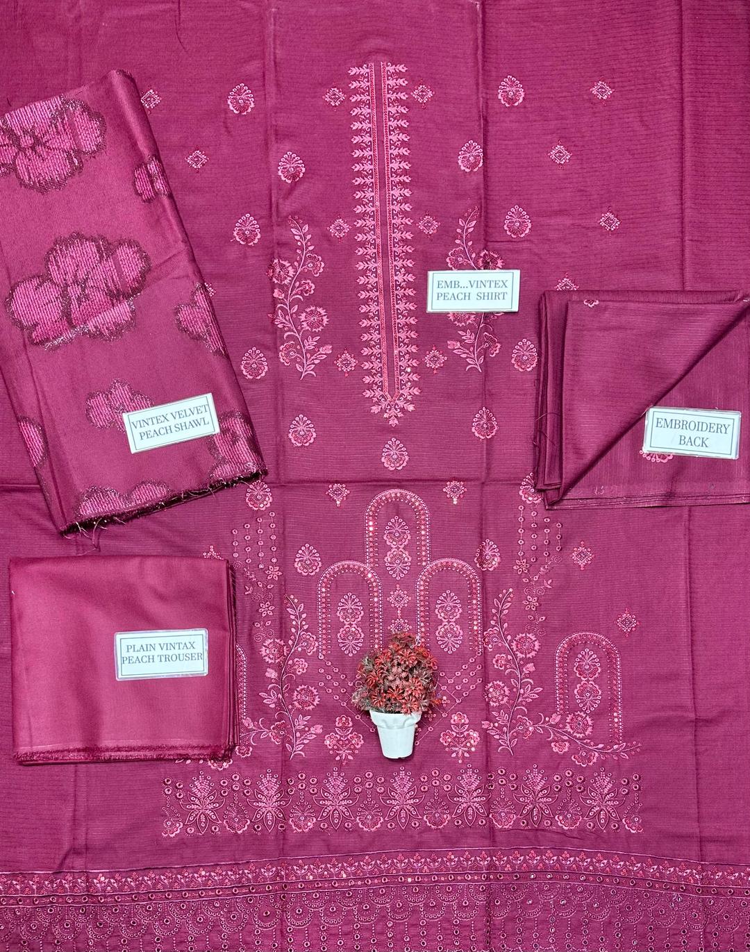 3 Pcs Women's Unstitched Plain Suit