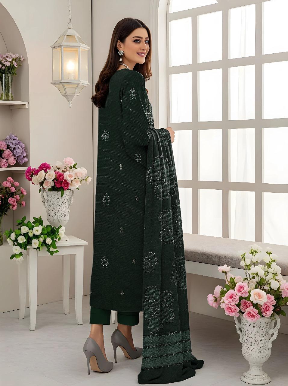 3 Pcs Women's Unstitched Plain Suit