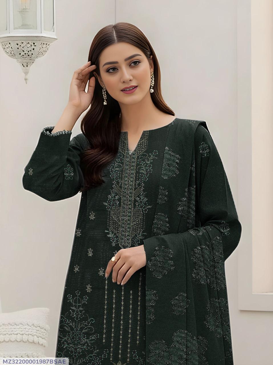 3 Pcs Women's Unstitched Plain Suit