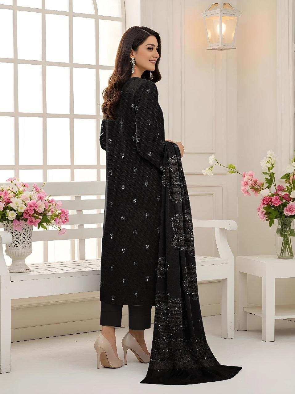 3 Pcs Women's Unstitched Plain Suit