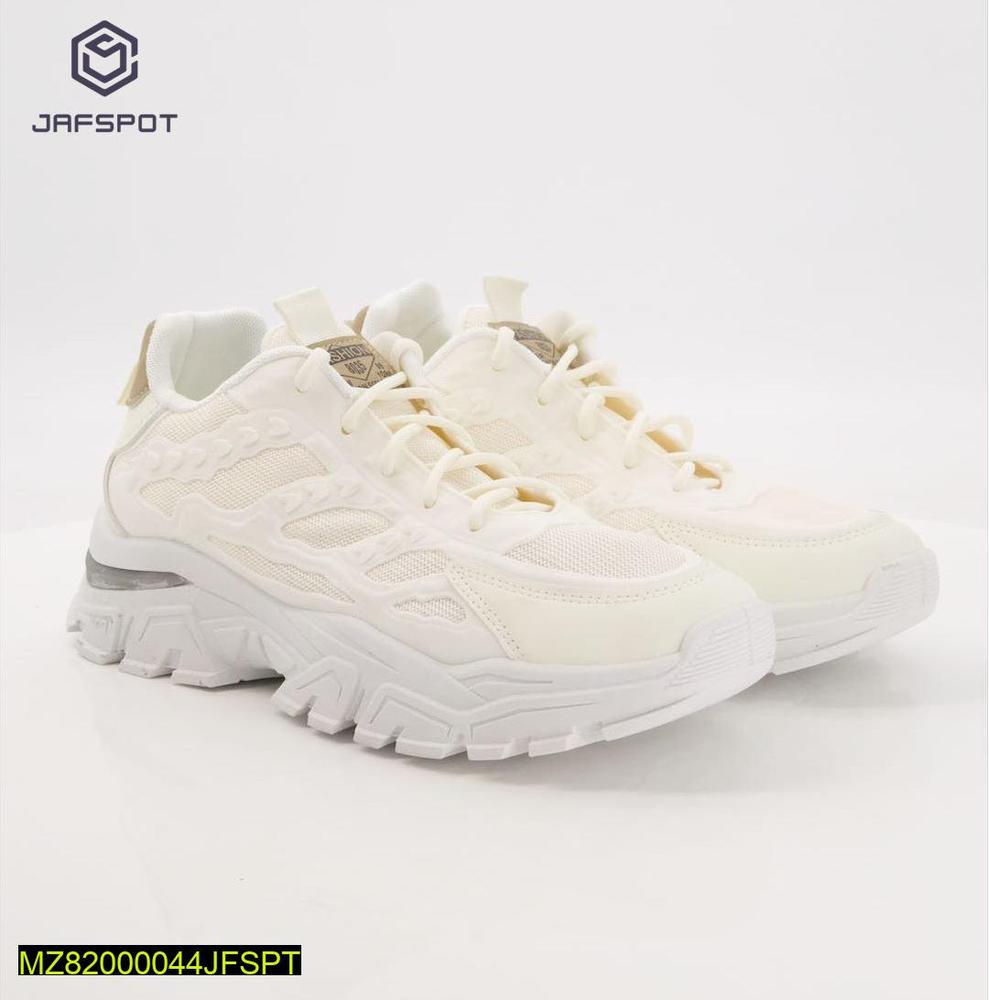 Men's Mesh And Pu Leather Sneakers, White