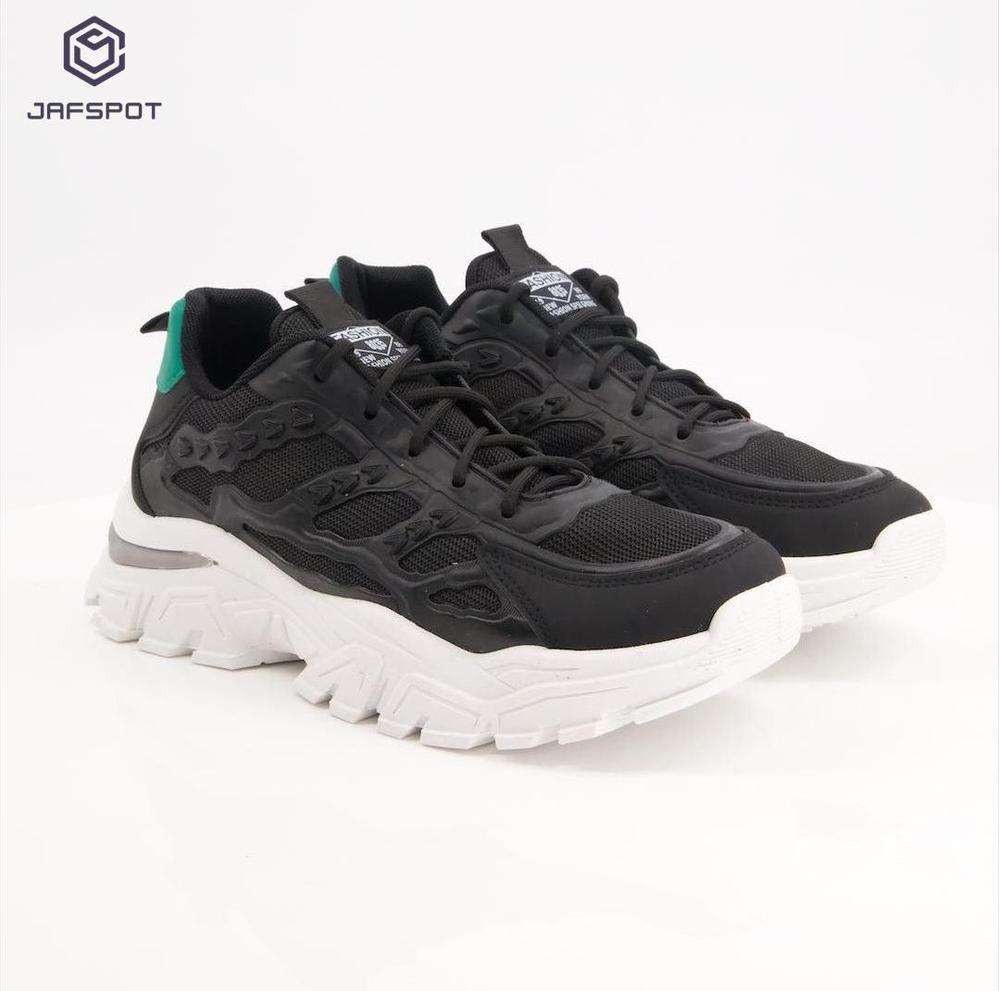 Jafspot Men's Mesh And Pu Leather Sneakers, Black
