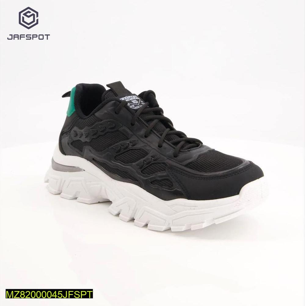Jafspot Men's Mesh And Pu Leather Sneakers, Black