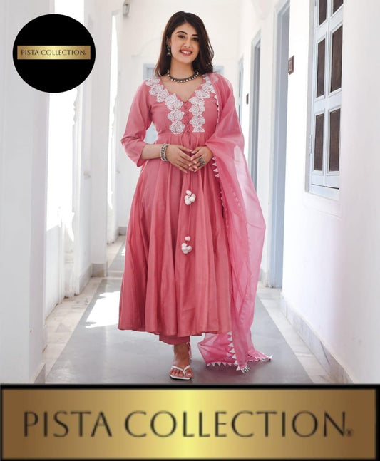 3 Pcs Women's Stitched Embroidered Maxi Suit