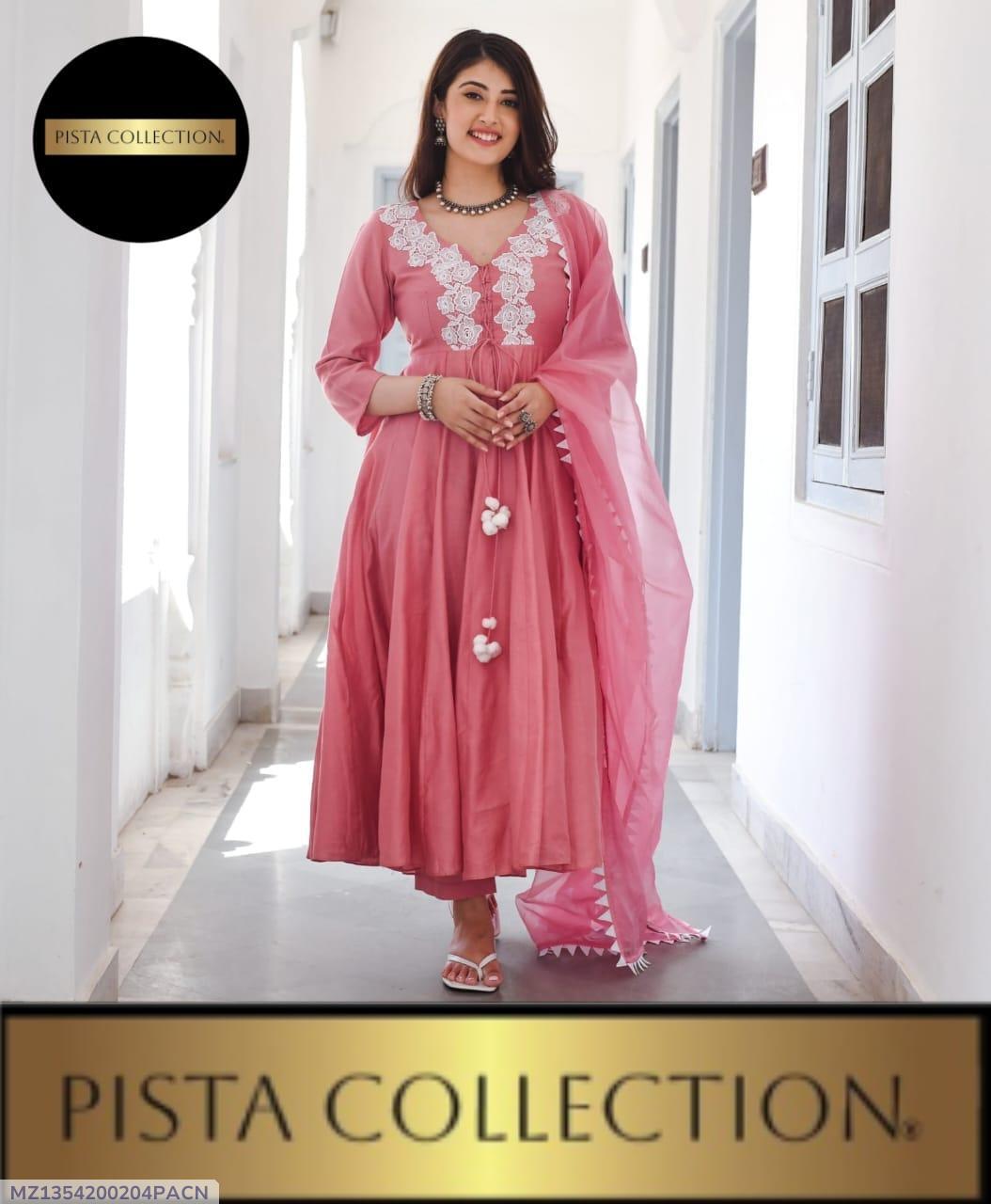 3 Pcs Women's Stitched Embroidered Maxi Suit