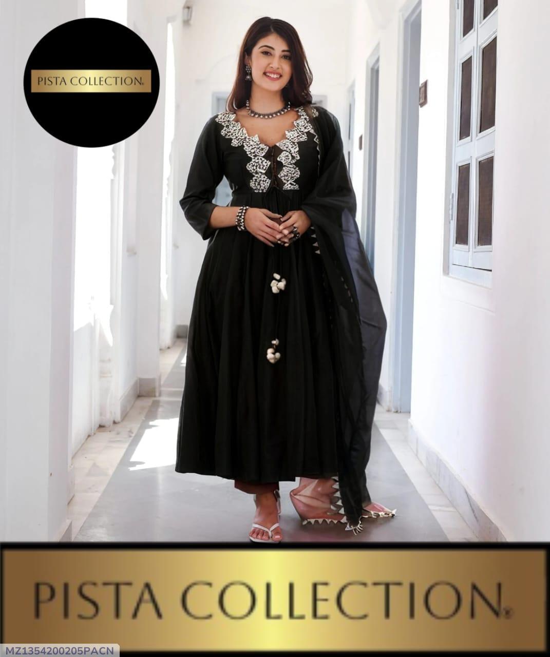3 Pcs Women's Stitched Embroidered Maxi Suit