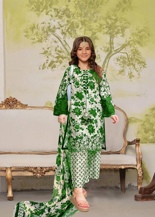 3 Pcs Girl's Lawn Printed Stitched Suit