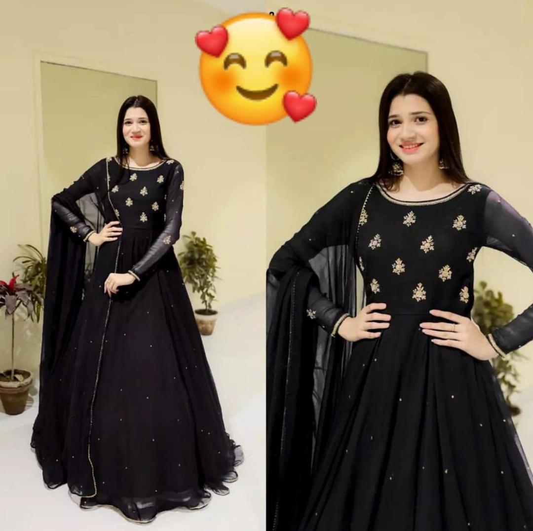 3 Pcs Women's Stitched Chiffon Embroidered Maxi Suit