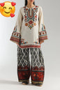2 Pcs Women's Stitched Grip Silk Printed Shirt And Trouser