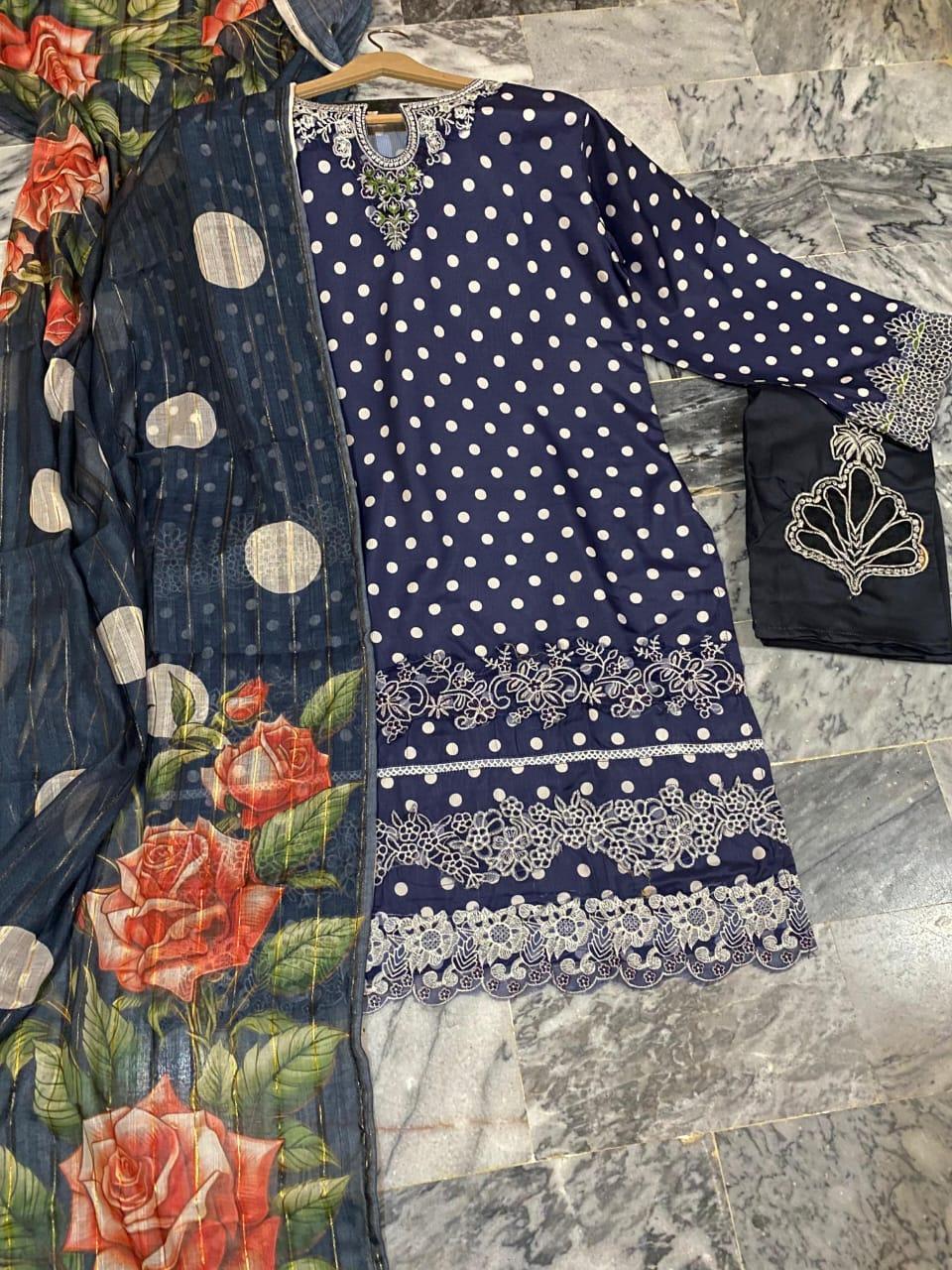 3 Pcs Women's Stitched Lawn Printed Suit