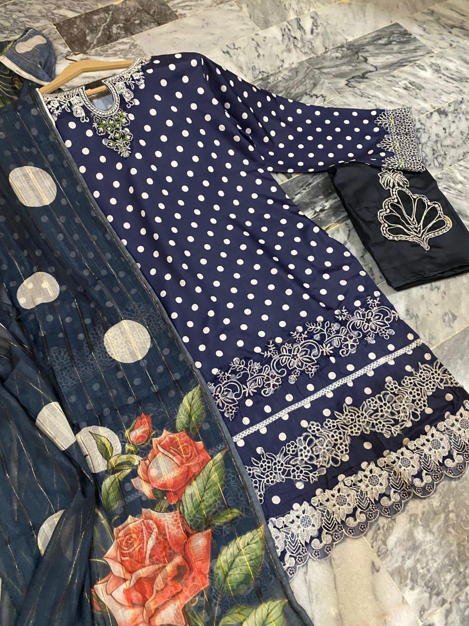 3 Pcs Women's Stitched Lawn Printed Suit