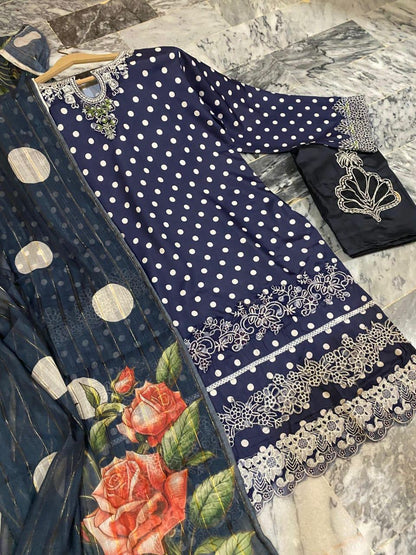 3 Pcs Women's Stitched Lawn Printed Suit
