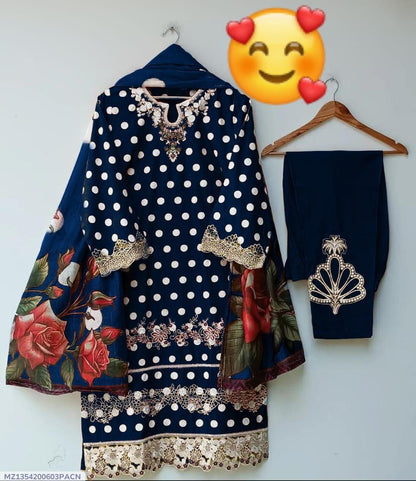 3 Pcs Women's Stitched Lawn Printed Suit