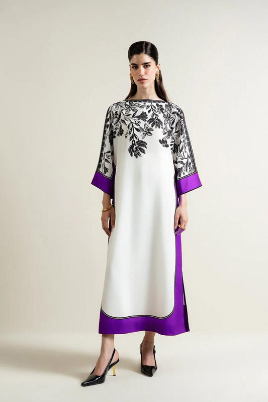 2 Pcs Women's Stitched Swiss Lawn Printed Shirt And Trouser