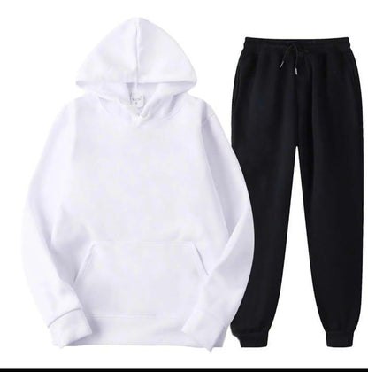 2 Pcs Women's Stitched Fleece Printed Hoodie Tracksuit