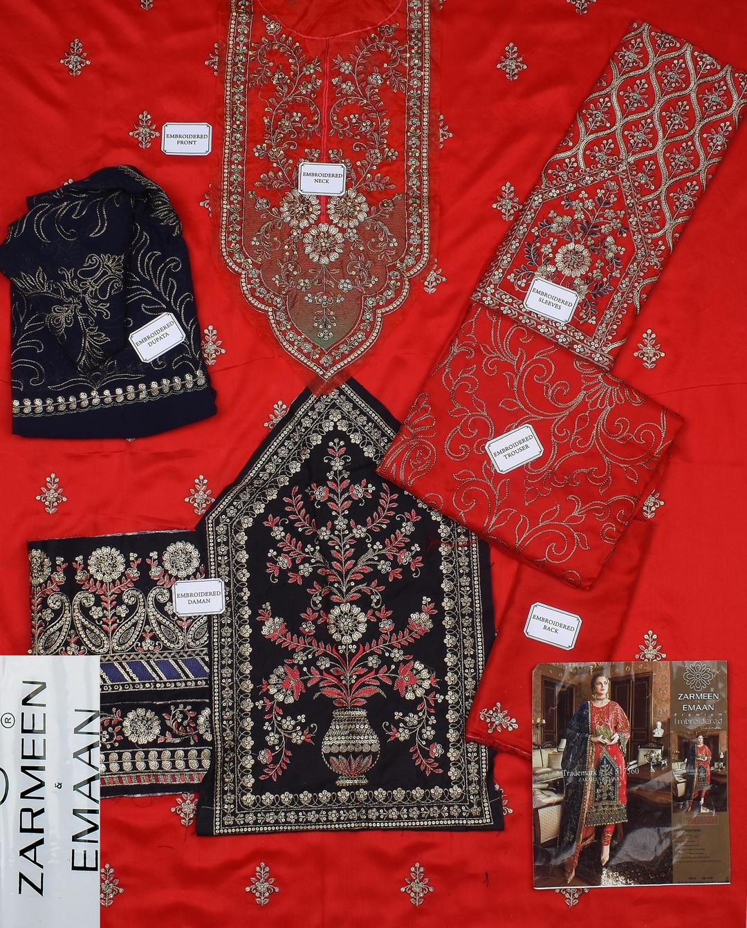 Exquisite Red Embroidered Viscose Suit with Trendy Dupatta - 3 Pcs