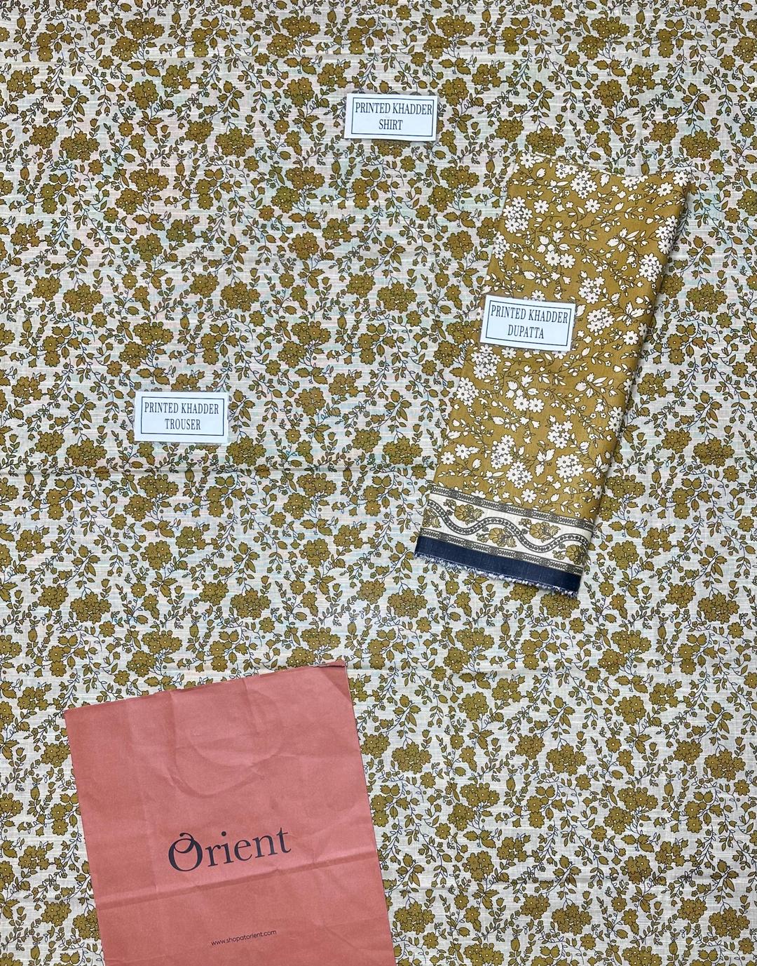 3 Pcs Women's Unstitched Khaddar Printed Suit