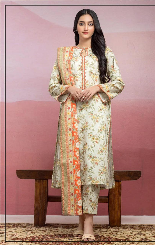 3 Pcs Women's Unstitched Printed Suit