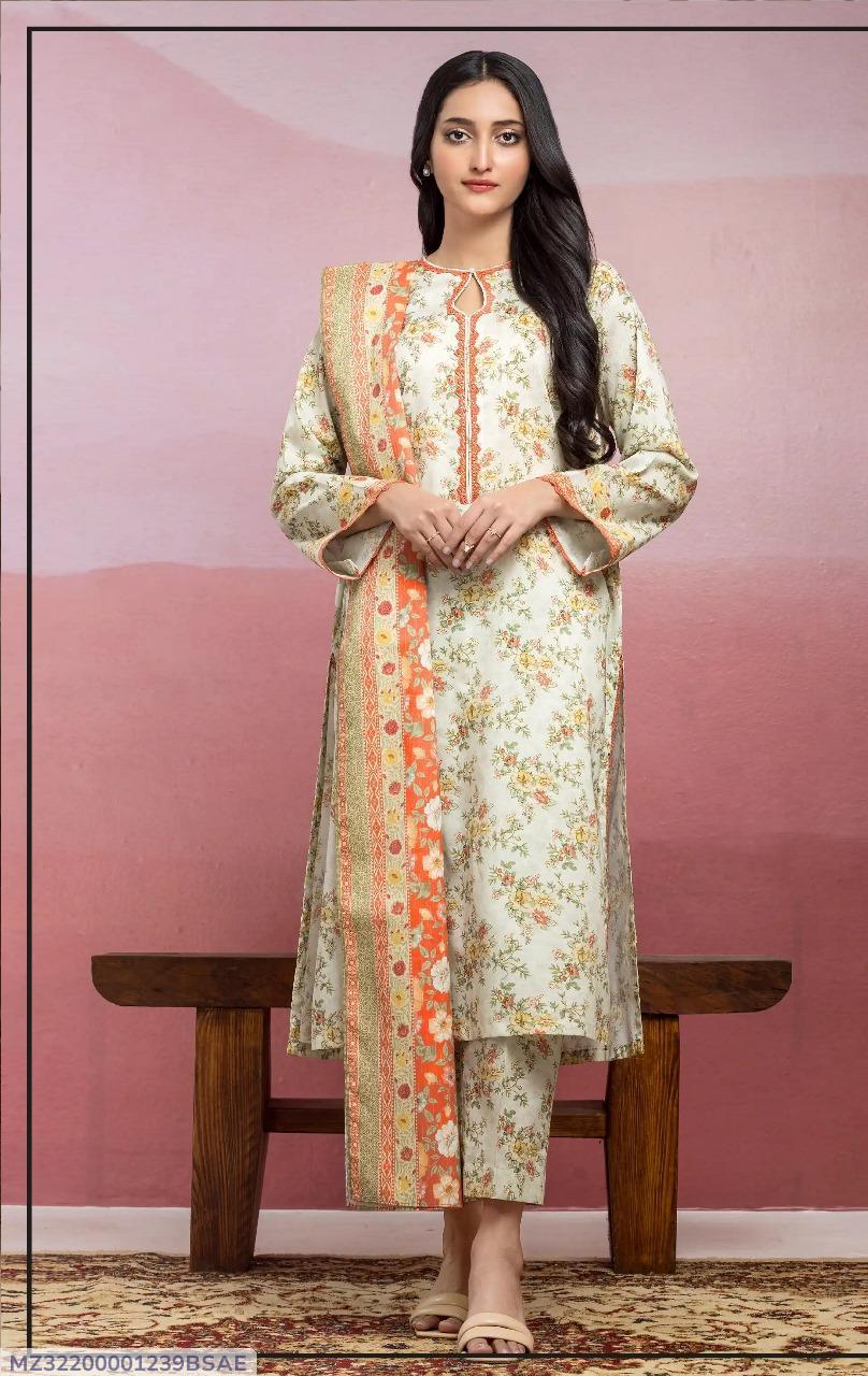 3 Pcs Women's Unstitched Printed Suit