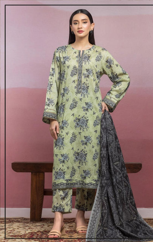 3 Pcs Women's Unstitched Printed Suit