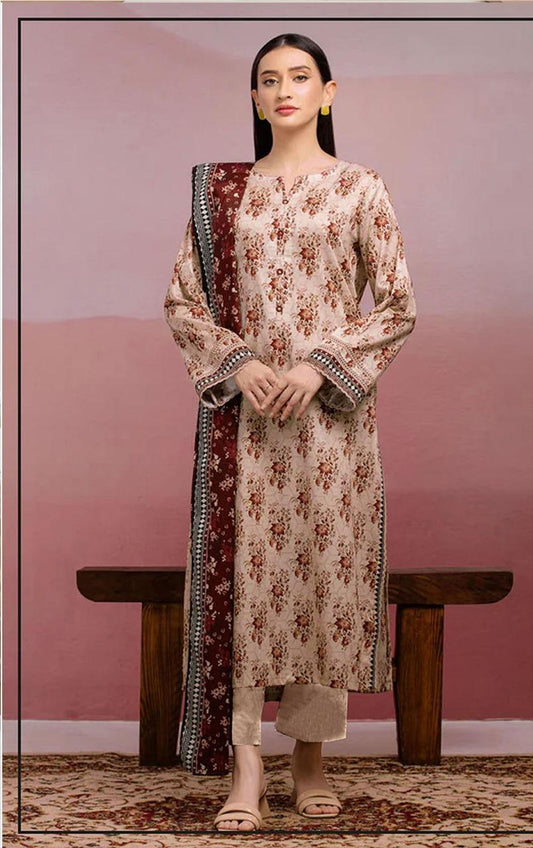 3 Pcs Women's Unstitched Printed Suit