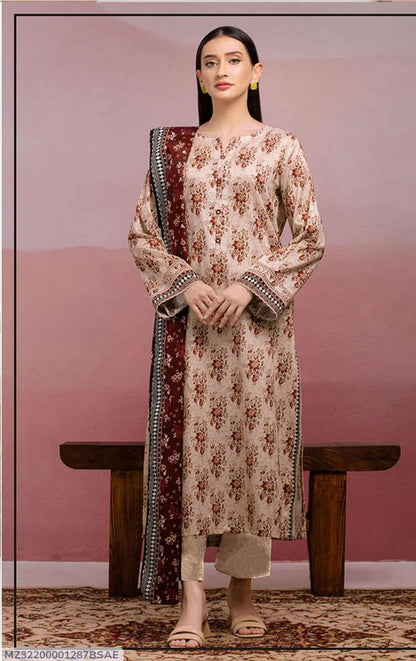 3 Pcs Women's Unstitched Printed Suit