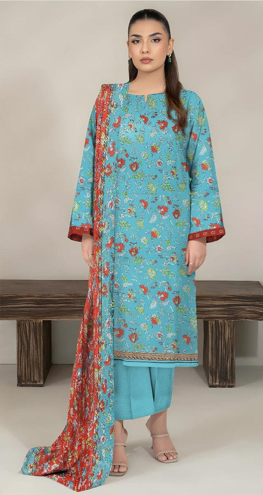 3 Pcs Women's Unstitched Printed Suit