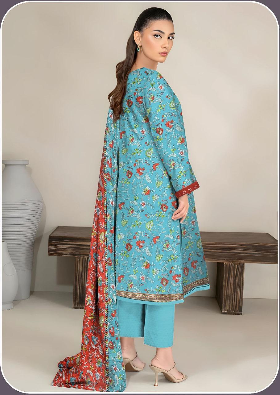 3 Pcs Women's Unstitched Printed Suit