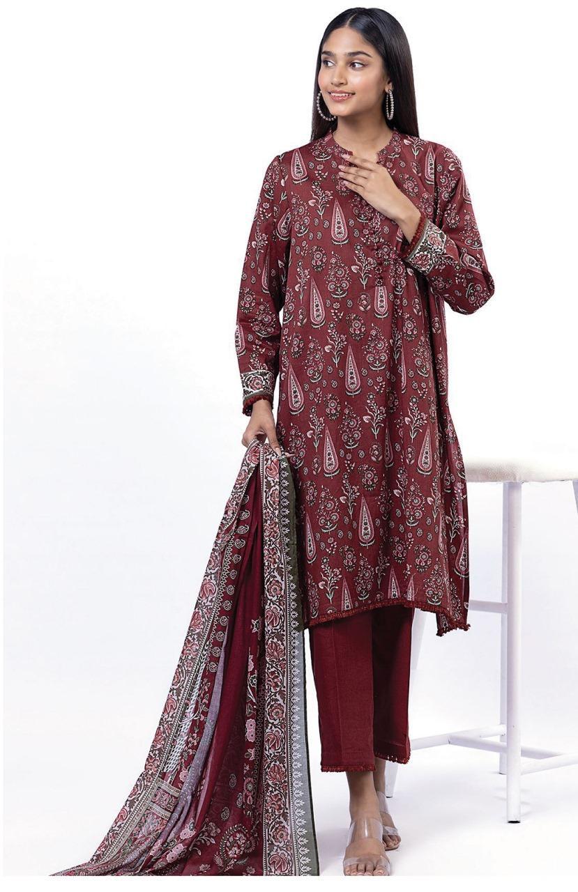 3 Pcs Women's Unstitched Printed Suit