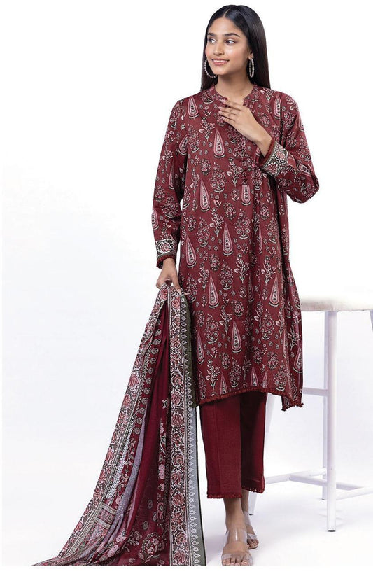 3 Pcs Women's Unstitched Printed Suit