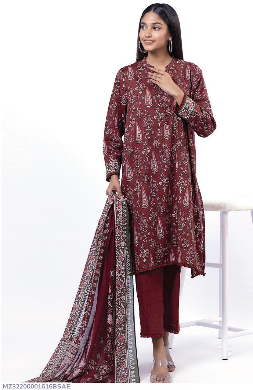 3 Pcs Women's Unstitched Printed Suit