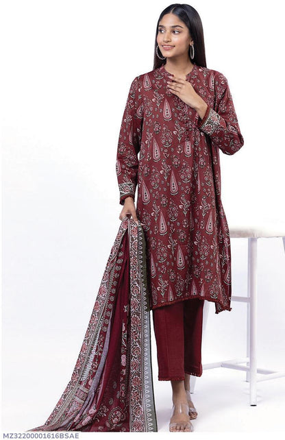3 Pcs Women's Unstitched Printed Suit