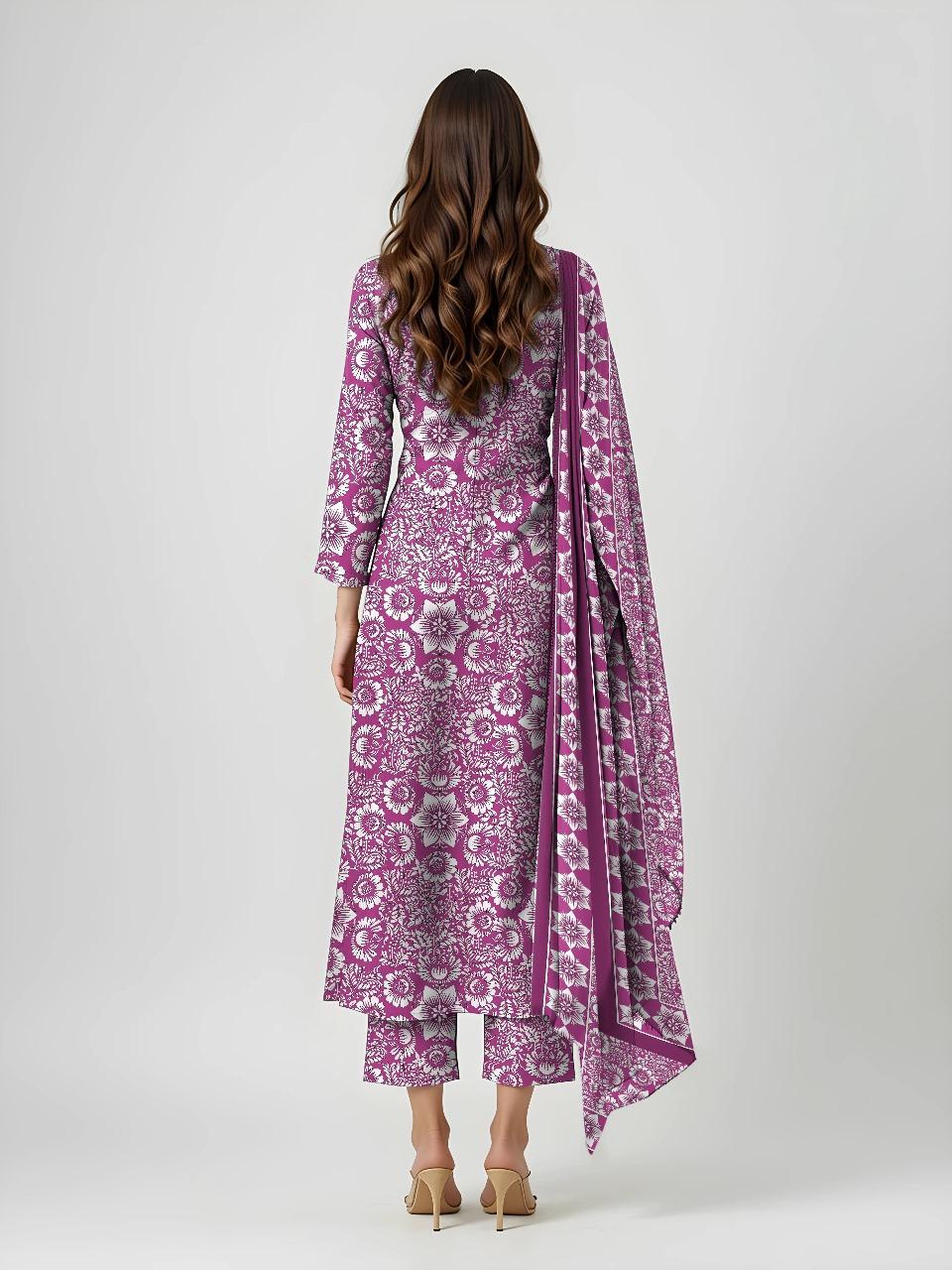 3 Pcs Women's Unstitched Printed Suit