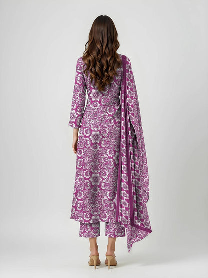 3 Pcs Women's Unstitched Printed Suit