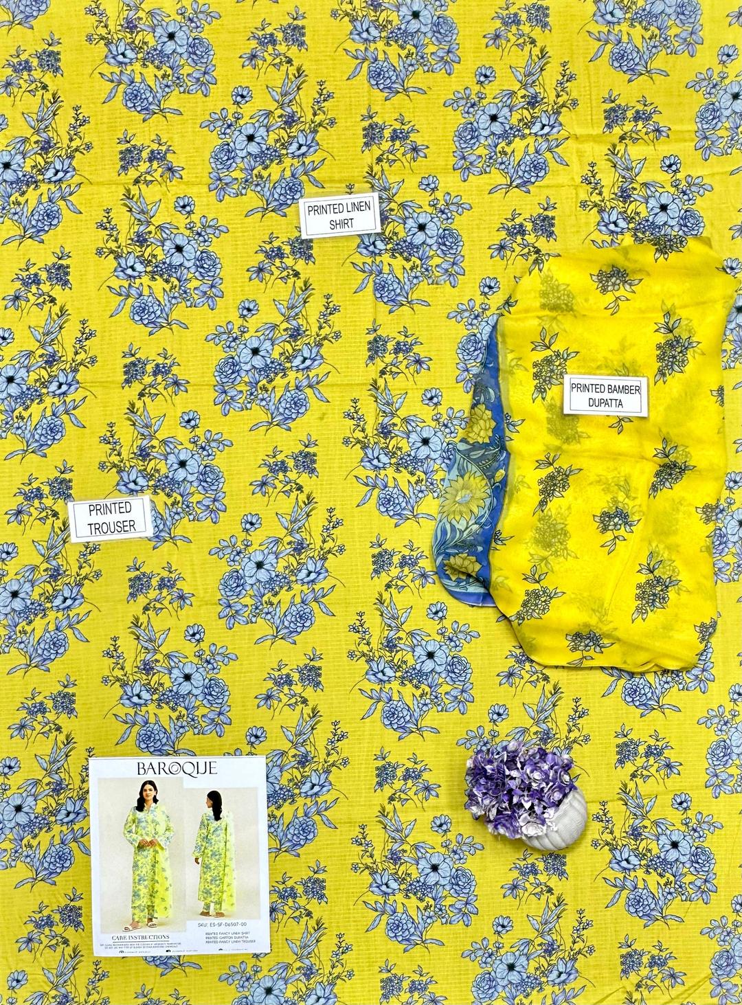 3 Pcs Women's Unstitched Printed Suit