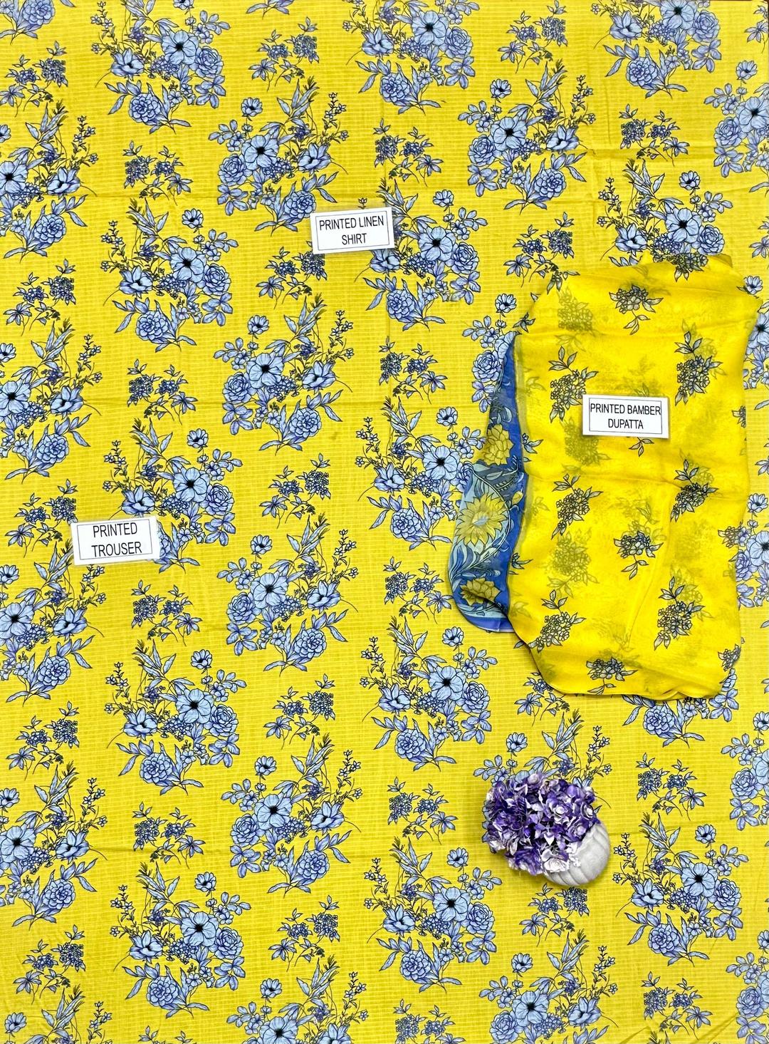 3 Pcs Women's Unstitched Printed Suit