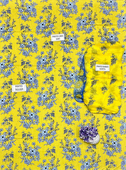 3 Pcs Women's Unstitched Printed Suit
