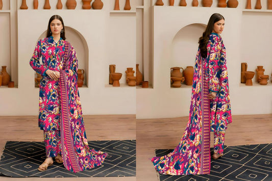 3 Pcs Women's Unstitched Printed Suit