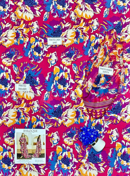 3 Pcs Women's Unstitched Printed Suit
