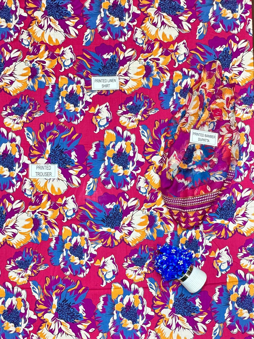 3 Pcs Women's Unstitched Printed Suit