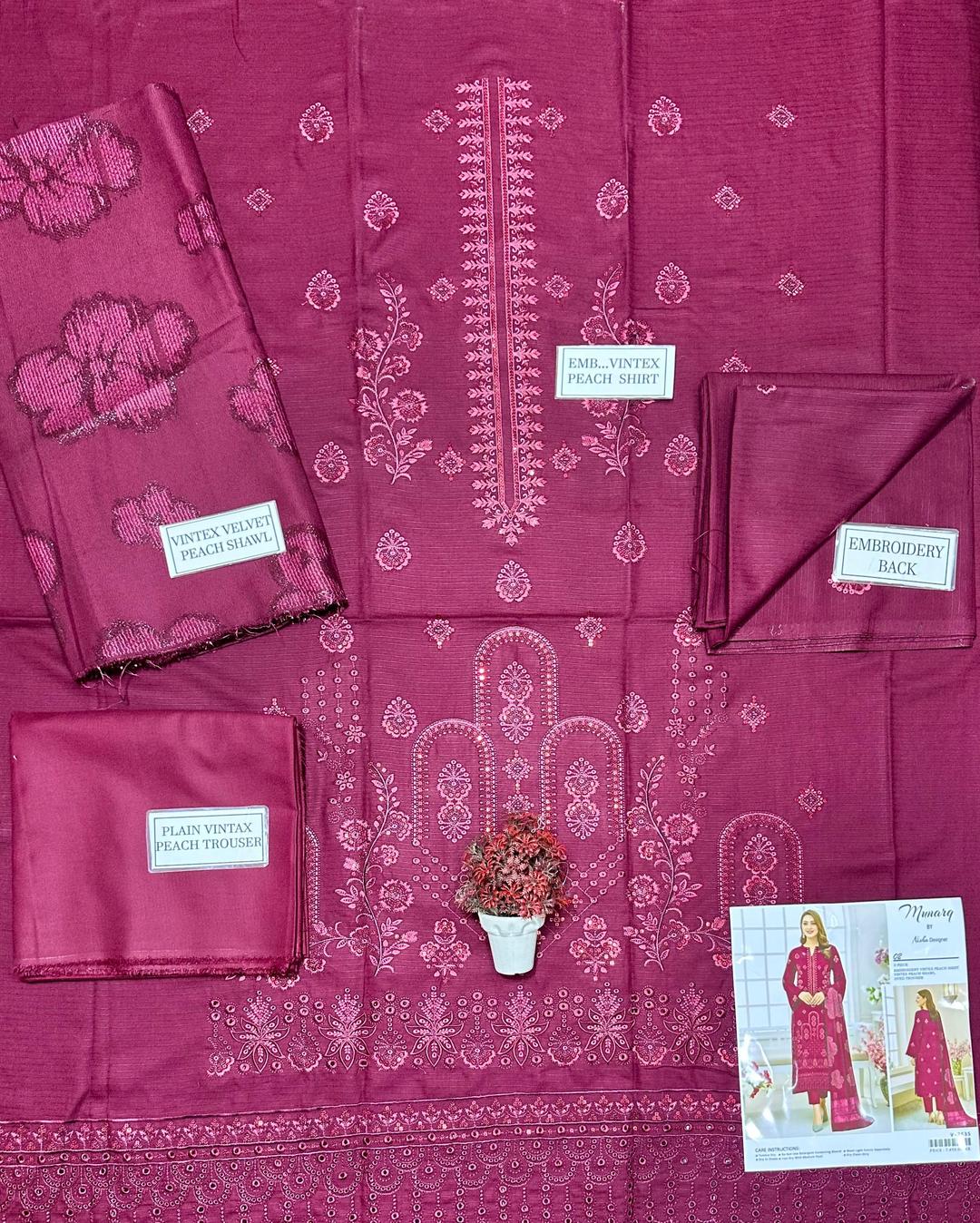 3 Pcs Women's Unstitched Plain Suit